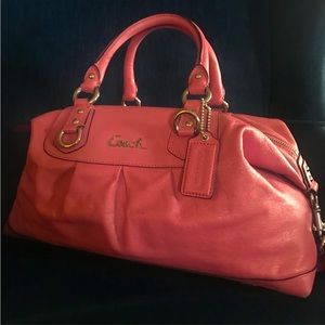 Coach F15447 Ashley Leather Handbag Pink Orchid